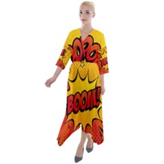 Explosion Boom Pop Art Style Quarter Sleeve Wrap Front Maxi Dress by Pakemis