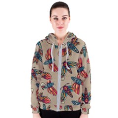 Tattoos Colorful Seamless Pattern Women s Zipper Hoodie by Pakemis