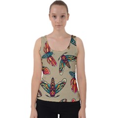 Tattoos Colorful Seamless Pattern Velvet Tank Top by Pakemis