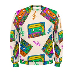 Seamless Pattern With Colorfu Cassettes Hippie Style Doodle Musical Texture Wrapping Fabric Vector Men s Sweatshirt by Pakemis