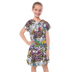 Hip Hop Background Kids  Drop Waist Dress by Pakemis