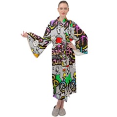 Hip Hop Background Maxi Velour Kimono by Pakemis