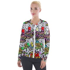 Hip Hop Background Velvet Zip Up Jacket by Pakemis