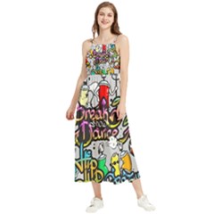 Hip Hop Background Boho Sleeveless Summer Dress by Pakemis