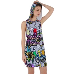 Hip Hop Background Racer Back Hoodie Dress by Pakemis