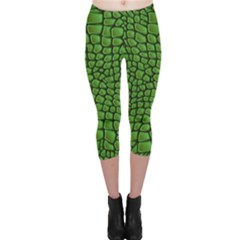 Seamless Pattern Crocodile Leather Capri Leggings  by Pakemis