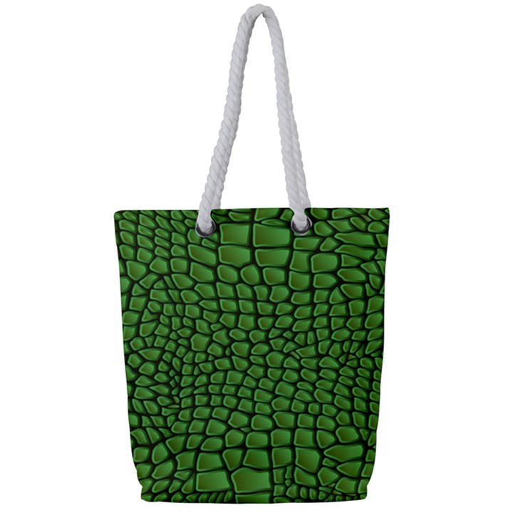 Seamless Pattern Crocodile Leather Full Print Rope Handle Tote (Small)