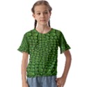 Seamless Pattern Crocodile Leather Kids  Cuff Sleeve Scrunch Bottom Tee View1