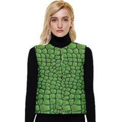 Seamless Pattern Crocodile Leather Women s Short Button Up Puffer Vest by Pakemis