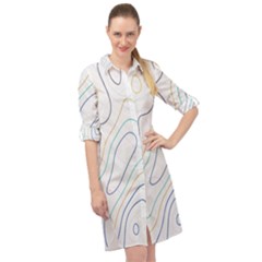 Abstract Colorful Topographic Map Design Vector Long Sleeve Mini Shirt Dress by Pakemis