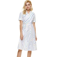 Abstract Colorful Topographic Map Design Vector Button Top Knee Length Dress