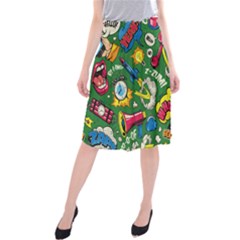 Pop Art Colorful Seamless Pattern Midi Beach Skirt by Pakemis