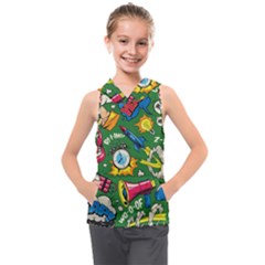 Pop Art Colorful Seamless Pattern Kids  Sleeveless Hoodie by Pakemis