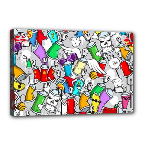 Graffit Characters Seamless Pattern Art Canvas 18  X 12  (stretched) by Pakemis