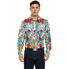 Graffit Characters Seamless Pattern Art Men s Long Sleeve  Shirt by Pakemis