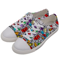 Graffit Characters Seamless Pattern Art Men s Low Top Canvas Sneakers by Pakemis