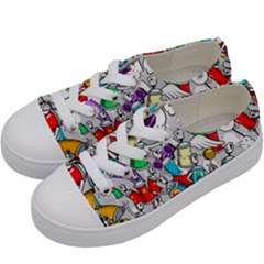 Graffit Characters Seamless Pattern Art Kids  Low Top Canvas Sneakers by Pakemis