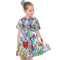 Graffit Characters Seamless Pattern Art Kids  Sailor Dress by Pakemis