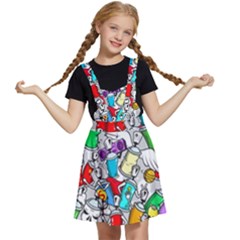 Graffit Characters Seamless Pattern Art Kids  Apron Dress by Pakemis