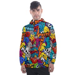 Graffiti Characters Seamless Pattern Men s Front Pocket Pullover Windbreaker by Pakemis