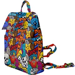 Graffiti Characters Seamless Pattern Buckle Everyday Backpack by Pakemis