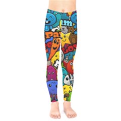 Graffiti Characters Seamless Pattern Kids  Classic Winter Leggings by Pakemis