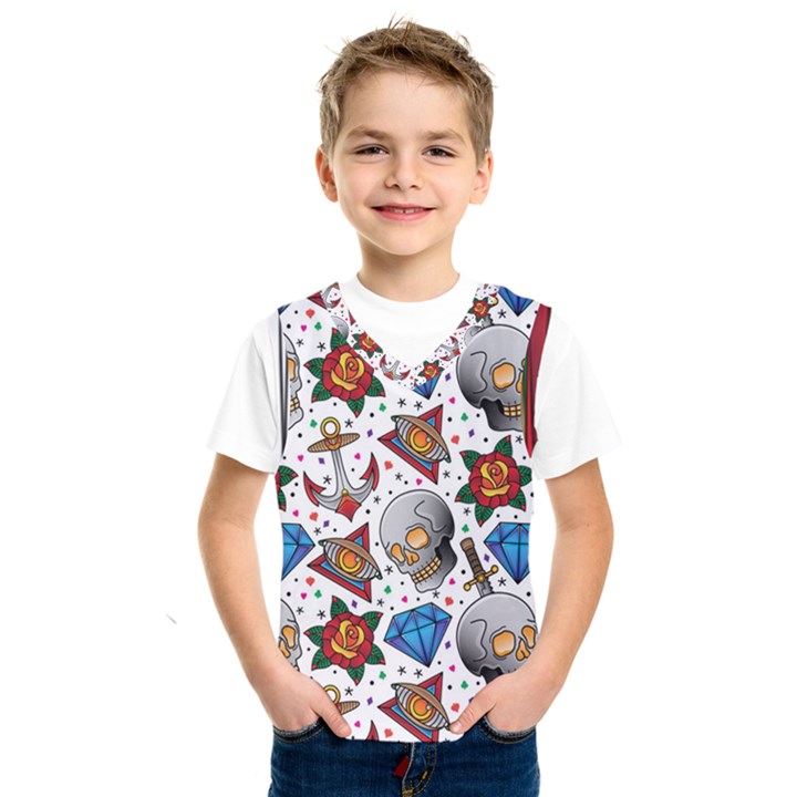 Full Color Flash Tattoo Patterns Kids  Basketball Tank Top