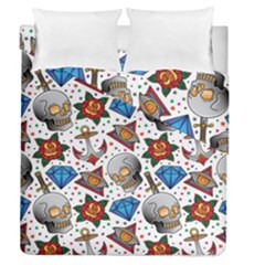 Full Color Flash Tattoo Patterns Duvet Cover Double Side (queen Size) by Pakemis