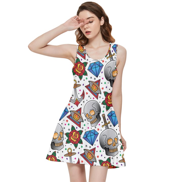 Full Color Flash Tattoo Patterns Inside Out Racerback Dress