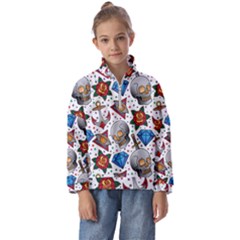 Full Color Flash Tattoo Patterns Kids  Half Zip Hoodie by Pakemis