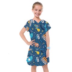 Seamless Pattern Vector Submarine With Sea Animals Cartoon Kids  Drop Waist Dress by Pakemis