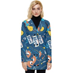 Seamless Pattern Vector Submarine With Sea Animals Cartoon Button Up Hooded Coat  by Pakemis