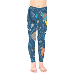 Seamless Pattern Vector Submarine With Sea Animals Cartoon Kids  Leggings by Pakemis