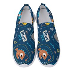 Seamless Pattern Vector Submarine With Sea Animals Cartoon Women s Slip On Sneakers by Pakemis