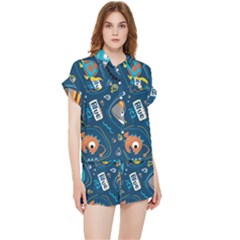 Seamless Pattern Vector Submarine With Sea Animals Cartoon Chiffon Lounge Set