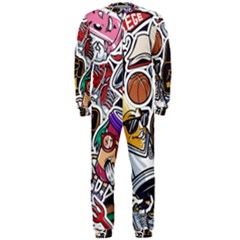 Vintage College Colorful Seamless Pattern Onepiece Jumpsuit (men)