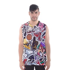 Vintage College Colorful Seamless Pattern Men s Basketball Tank Top