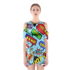 Comic Bubbles Seamless Pattern Shoulder Cutout One Piece Dress by Pakemis