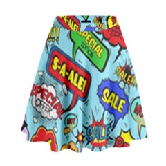 Comic Bubbles Seamless Pattern High Waist Skirt