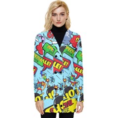 Comic Bubbles Seamless Pattern Button Up Hooded Coat  by Pakemis