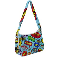 Comic Bubbles Seamless Pattern Zip Up Shoulder Bag by Pakemis