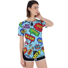 Comic Bubbles Seamless Pattern Perpetual Short Sleeve T-shirt by Pakemis