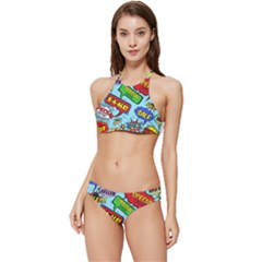 Comic Bubbles Seamless Pattern Banded Triangle Bikini Set