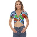 Comic Bubbles Seamless Pattern Twist Front Crop Top View1