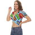 Comic Bubbles Seamless Pattern Twist Front Crop Top View2