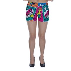 Comic Colorful Seamless Pattern Skinny Shorts