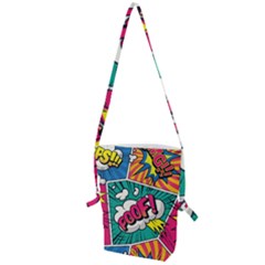 Comic Colorful Seamless Pattern Folding Shoulder Bag