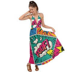 Comic Colorful Seamless Pattern Backless Maxi Beach Dress by Pakemis