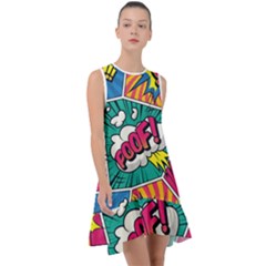 Comic Colorful Seamless Pattern Frill Swing Dress by Pakemis