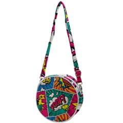 Comic Colorful Seamless Pattern Crossbody Circle Bag by Pakemis